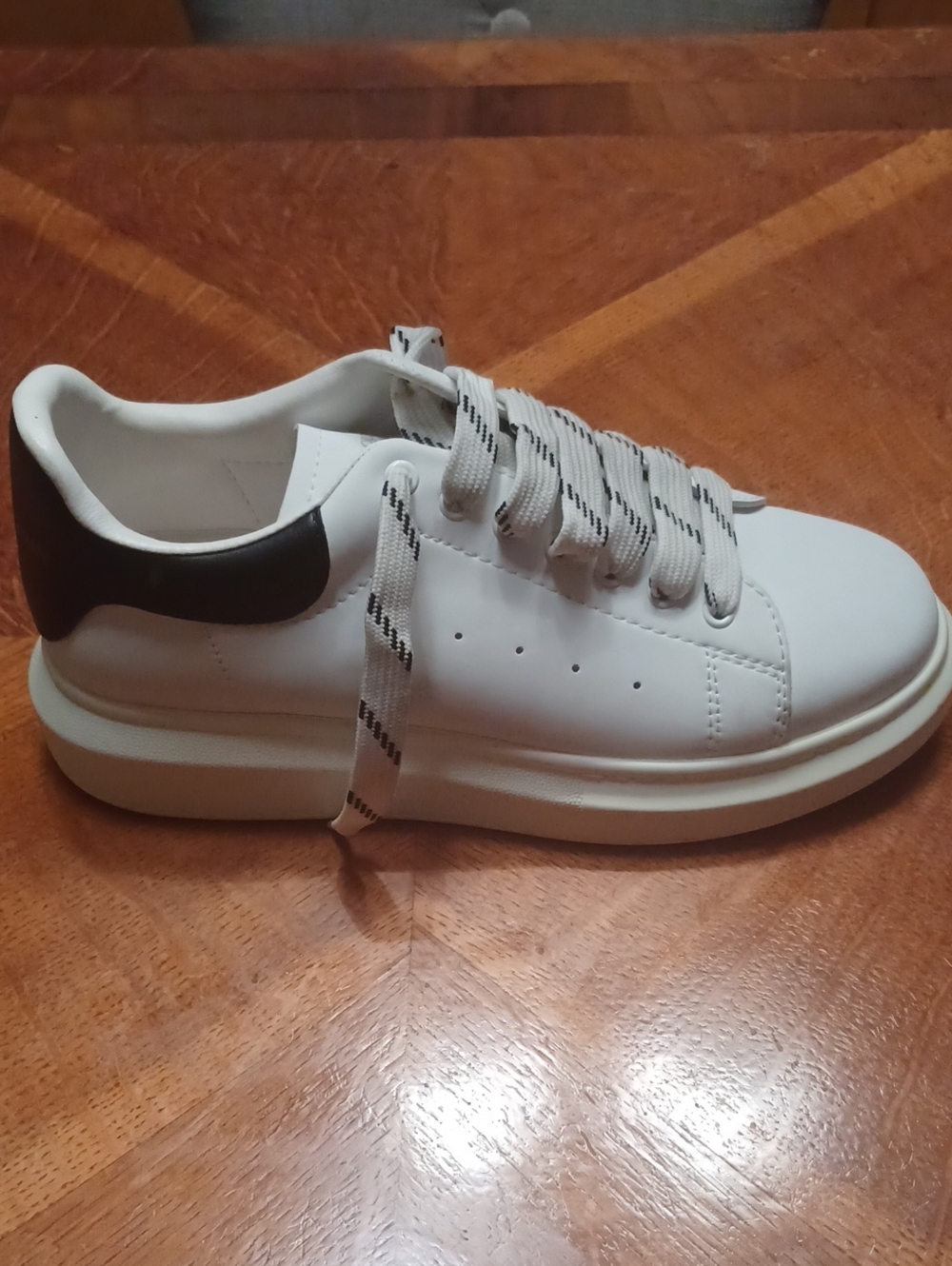 Alexander McQueen White Leather Sneakers with Black Heel